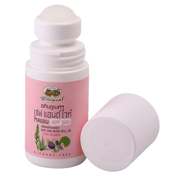 Abhaibhubejhr Safe & White Natural Roll-On Deodorant 50ml - Made in Thailand