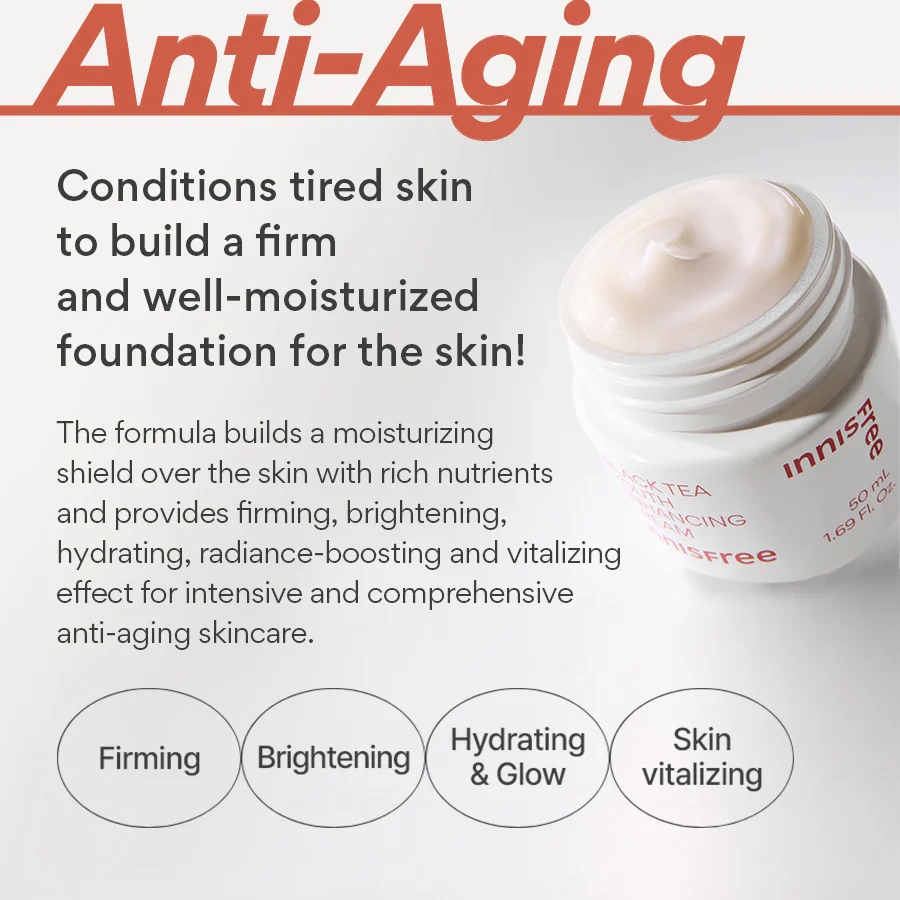 Innisfree Black Tea Youth-Enhancing Cream 50ml - Anti-Aging Facial Moisturizer