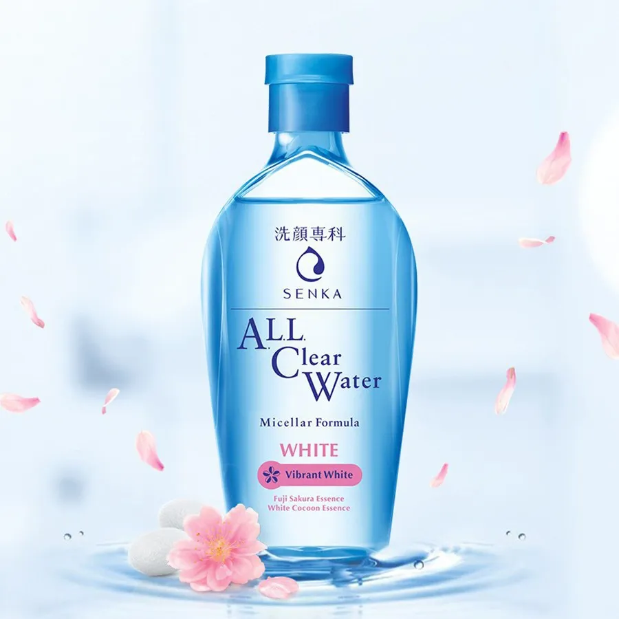 Senka All Clear Water Micellar - Brightening Formula 230ml with Cherry Blossom & Silk Cocoon