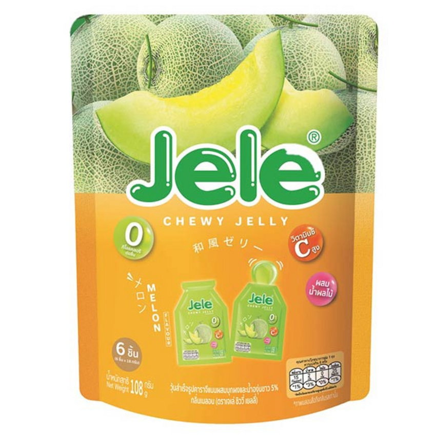 Jele Chewy Melon Jelly - 108g x 6 Packs | Nutritious & Refreshing Snack