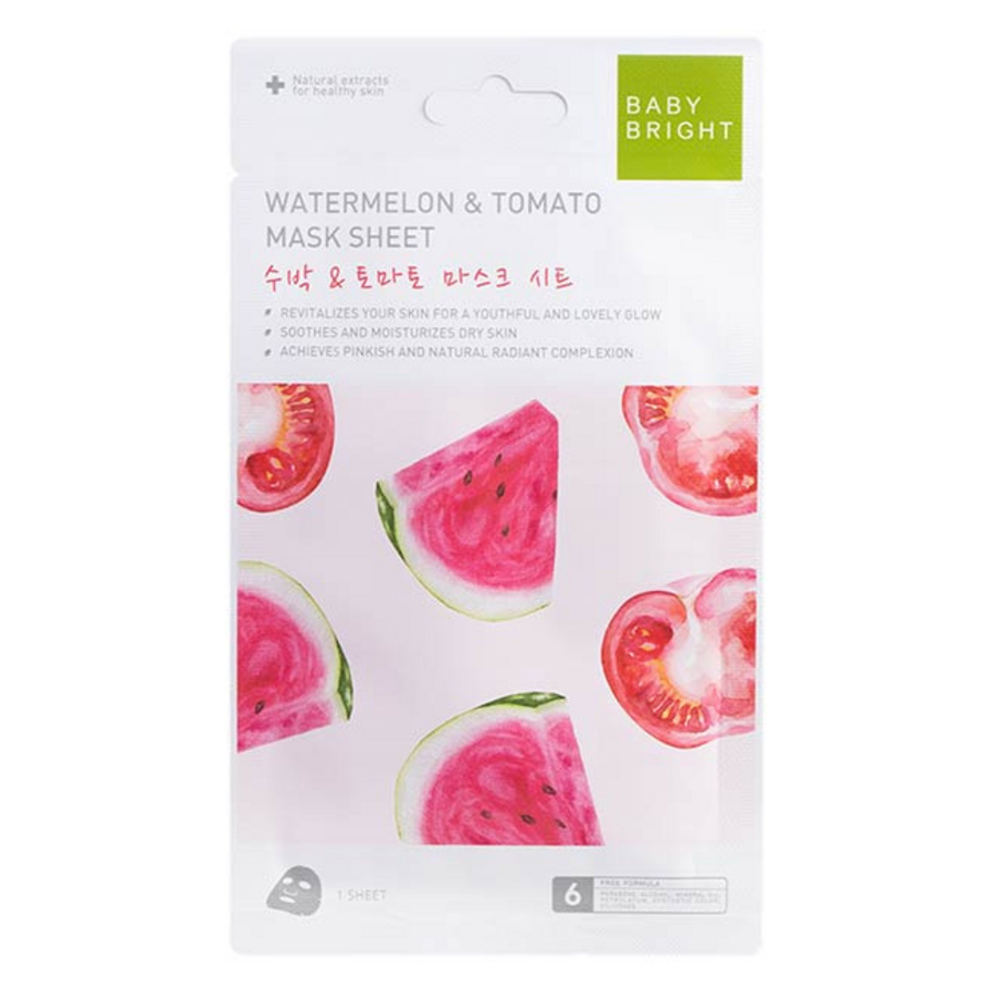 Baby Bright Watermelon & Tomato Essence Mask Sheet - Hydrating 20g (Pack of 3)