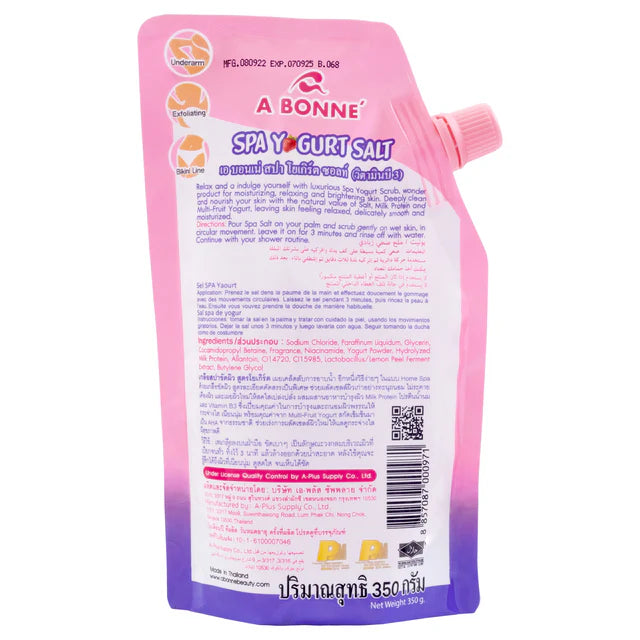 A Bonne' Spa Yogurt Salt Pouring Cap 350ml – Natural Exfoliating Body Scrub