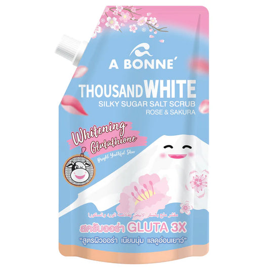 A Bonne' - Gommage au sucre soyeux et sel aux milles blancs Rose & Sakura 350g.
