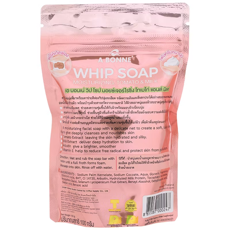 A Bonne Whip Soap Moisturizing Tomato Milk 100g - Gentle Hydrating Cleanser