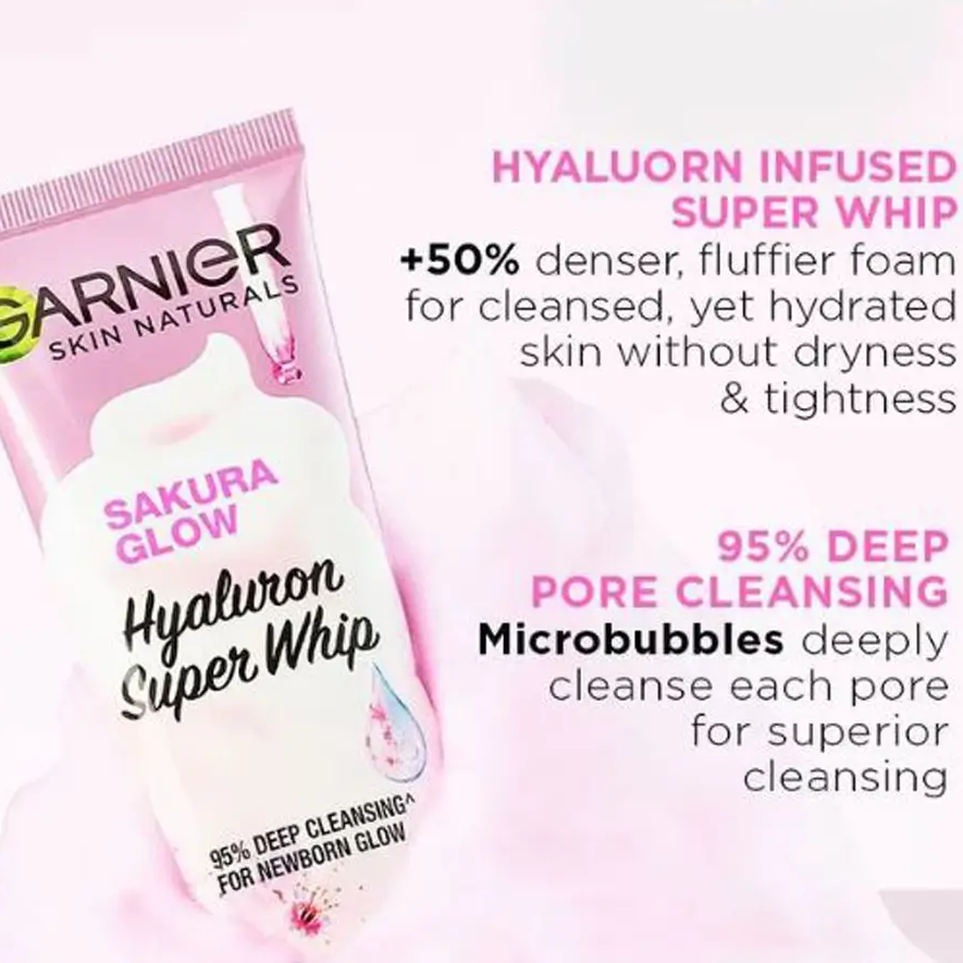 Garnier Sakura Glow Hyaluron Brightening Foam Cleanser 100ml