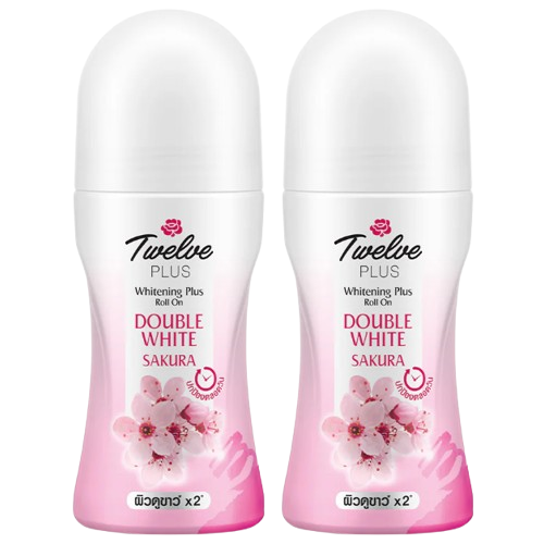 Twelve - Plus Whitening Plus Roll On, Double White Sakura 45ml. (Pack of 2)