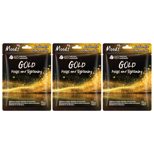 Moods Skin Care - Gold Moist & Tightening 3D Facial Mask 38ml. (Pack of 3)