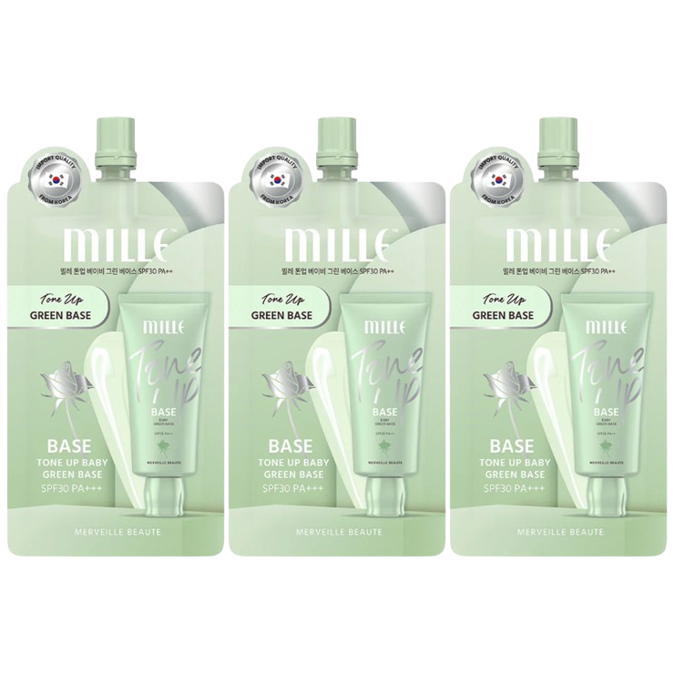 Mille - Tone Up Baby Green Base SPF30 PA++ 6g. (Pack of 3)