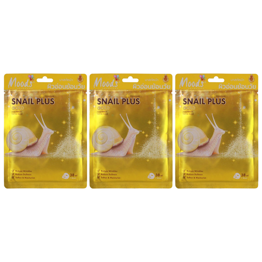 Moods Skin Care - Moods Snail Plus Series Gold Time Freeze Facial Mask 38ml. (Pack of 3)