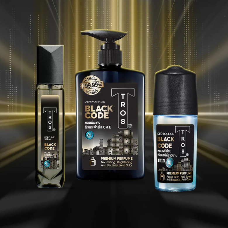 TROS Black Code Deo Shower Gel 450ml - Refreshing and Masculine Fragrance