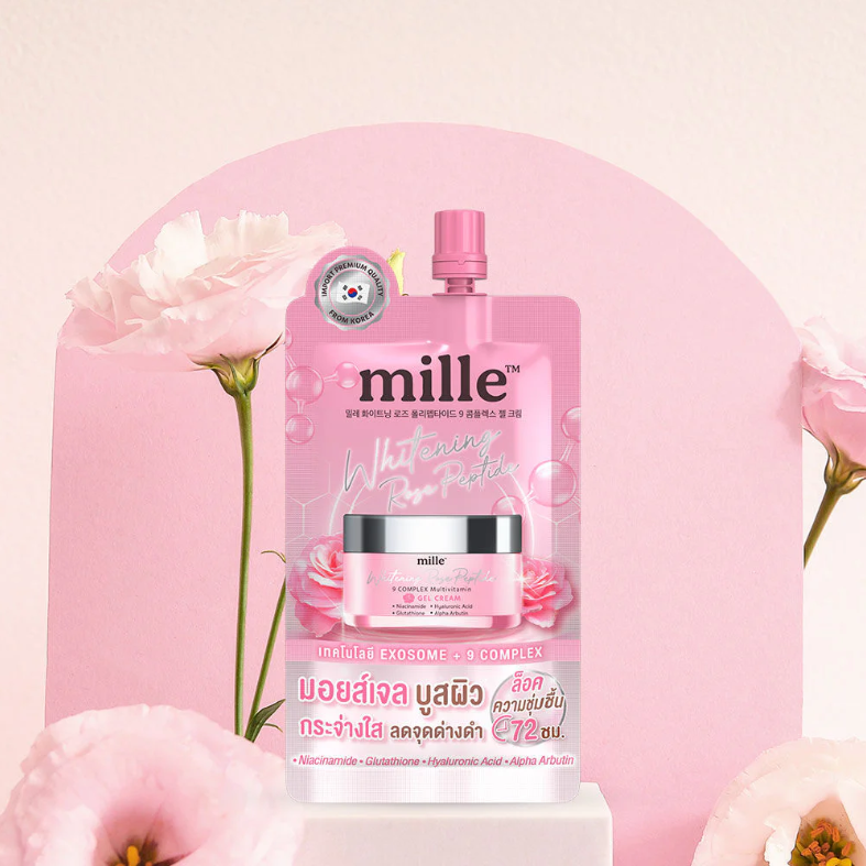 Mille - Whitening Rose Peptide 9 Complex Gel Cream 6g. (Pack of 3)