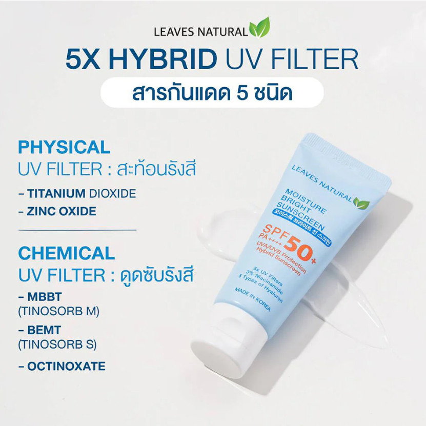 Leaves Natural Moisture Bright Sunscreen SPF50+ PA++++ 30ml