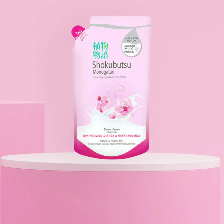 Shokubutsu Monogatari Brightening Sakura & Hokkaido Milk Bath Refill 500ml