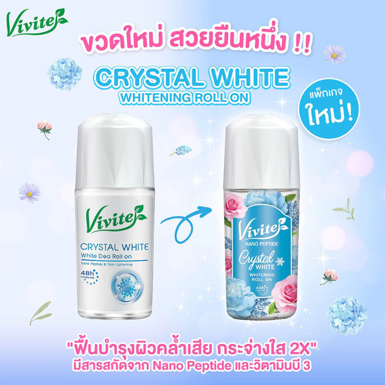 Vivite Crystal White Deodorant Roll-On 45ml – Pack of 2