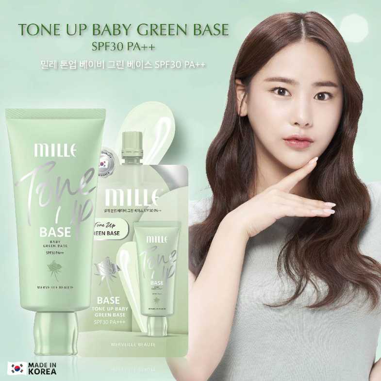 Mille - Tone Up Baby Green Base SPF30 PA++ 6g. (Pack of 3)