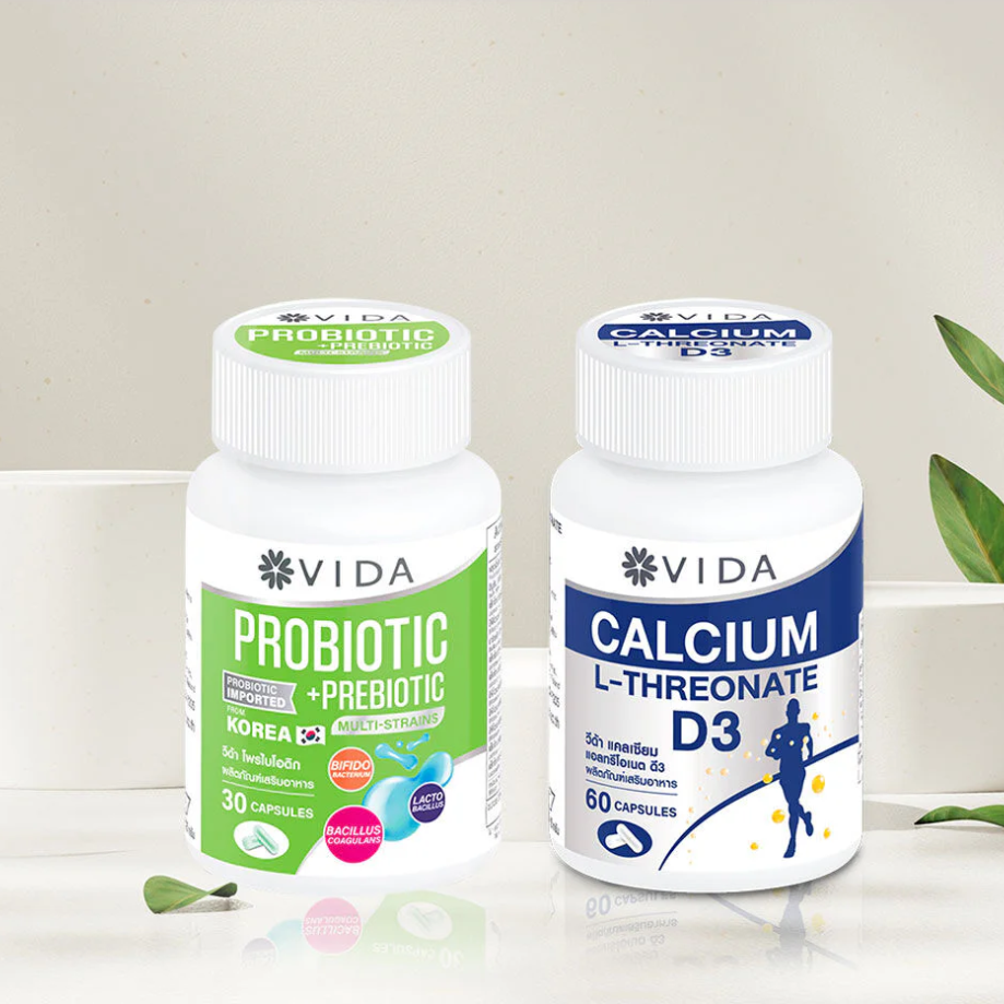 Vida Calcium L-Threonate + Vitamin D3 - 60 Capsules for Bone Support