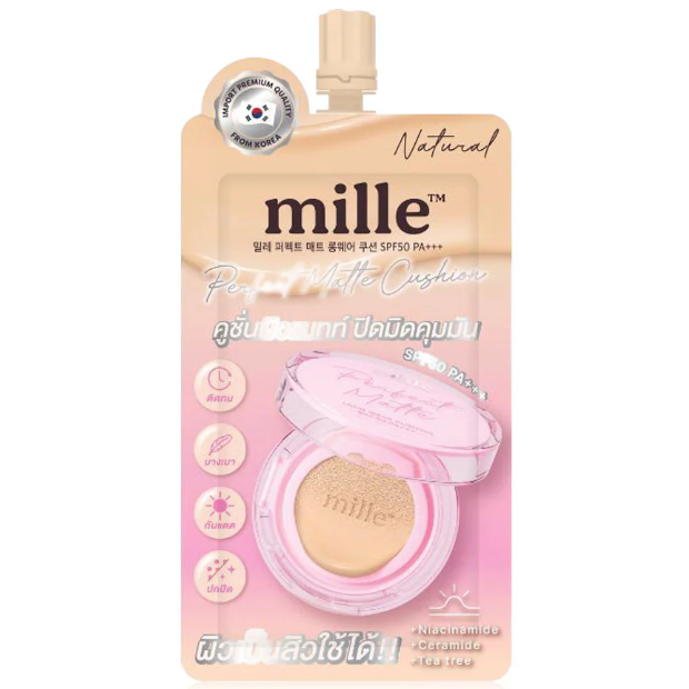 Mille - Perfect Matte Cushion SPF50 PA+++ (#02) 6g. (Pack of 3)