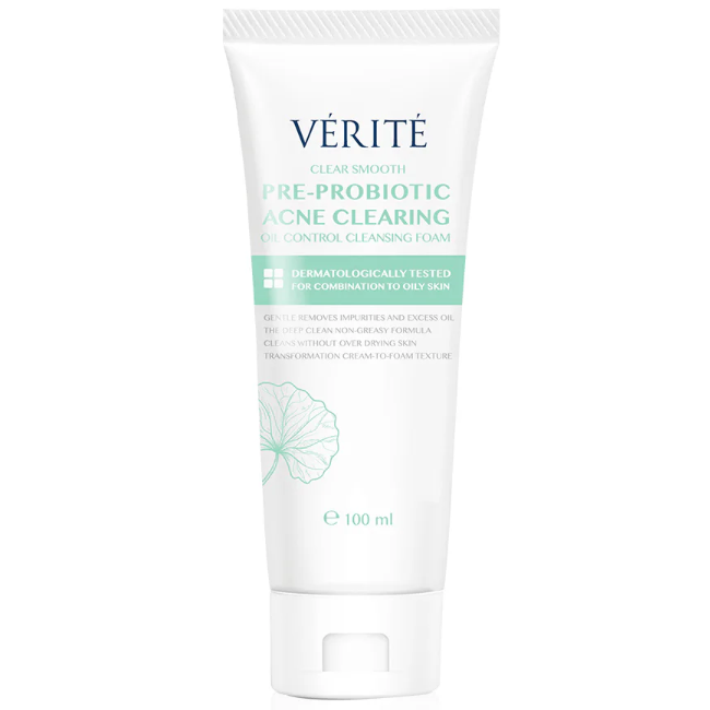 Verite - Clear Smooth Pre-Probiotic Acne Clearing Oil Control Cleansing Foam 100ml.
