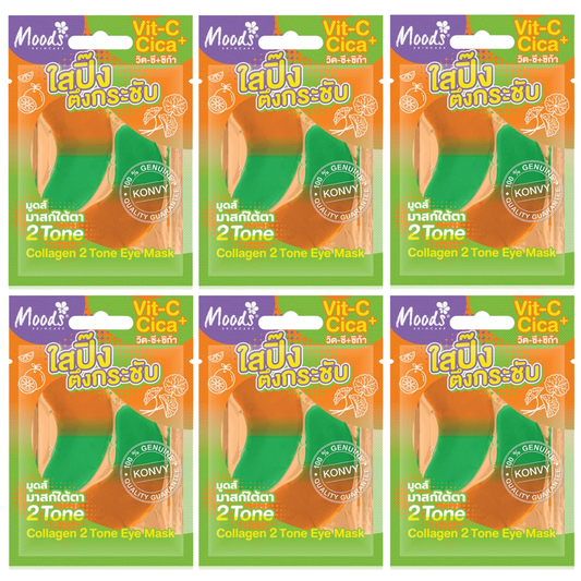 Moods Skin Care - Vit C Cica Collgen2 Tone Eye Mask 6g. (Pack of 6 pairs)