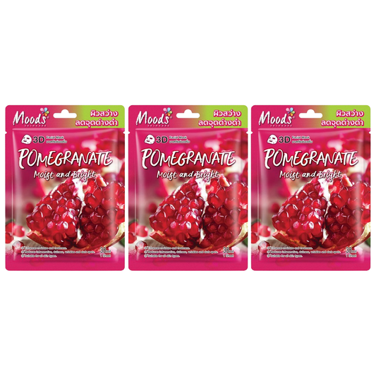 Moods Skin Care - Pomegranate Moist And Bright 3D Facial Mask 38ml. (Pack of 3)