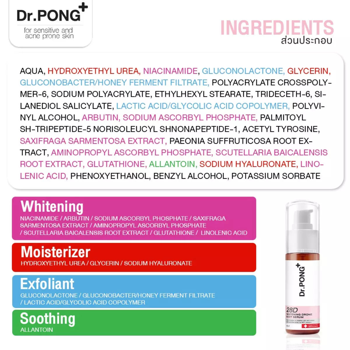 Dr.PONG 28D Whitening Drone Body Serum 60ml - Brightening & Hydrating Formula