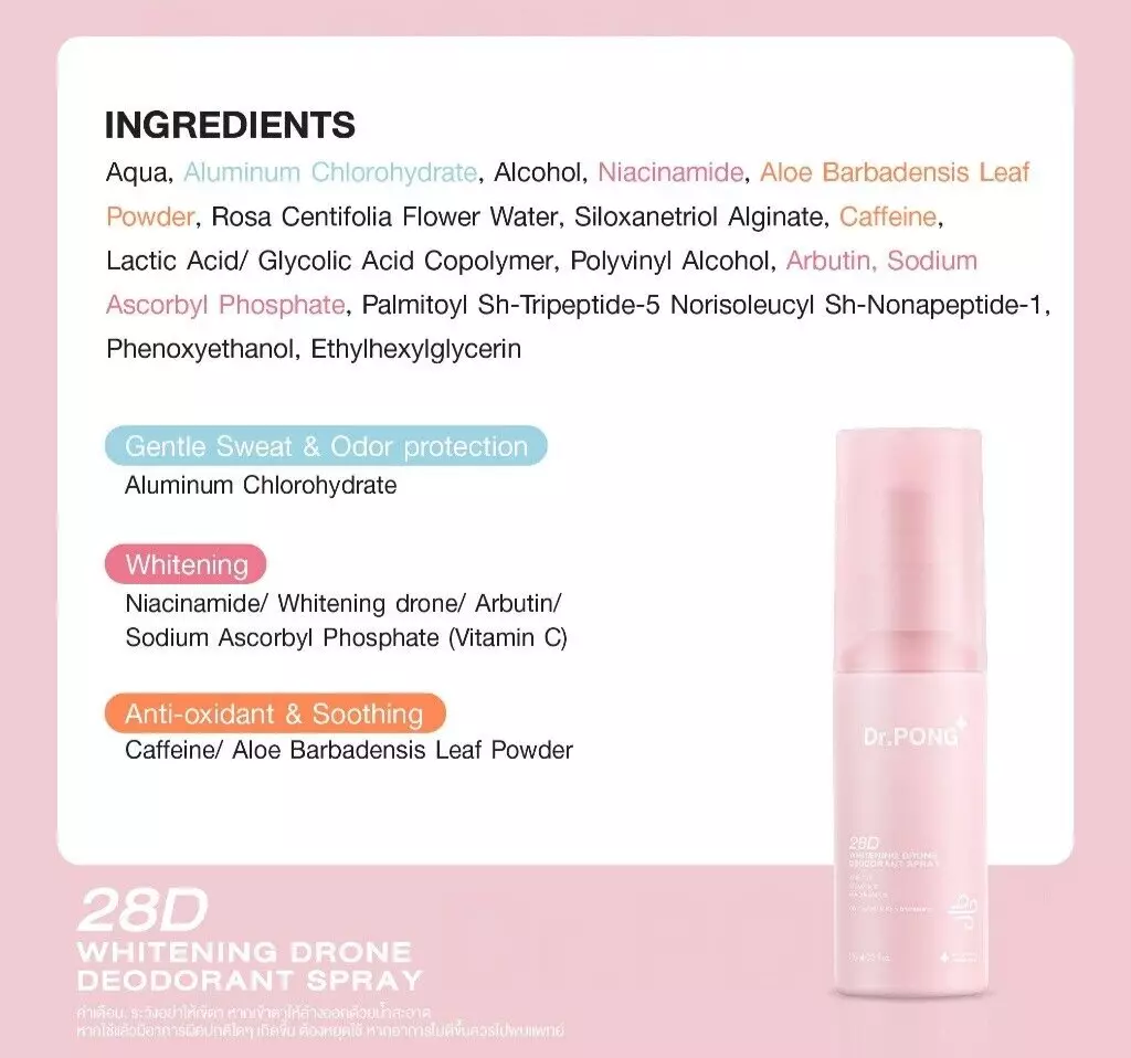 Dr. PONG 28D Whitening Drone Deodorant Spray - 100ml for Freshness and Whitening