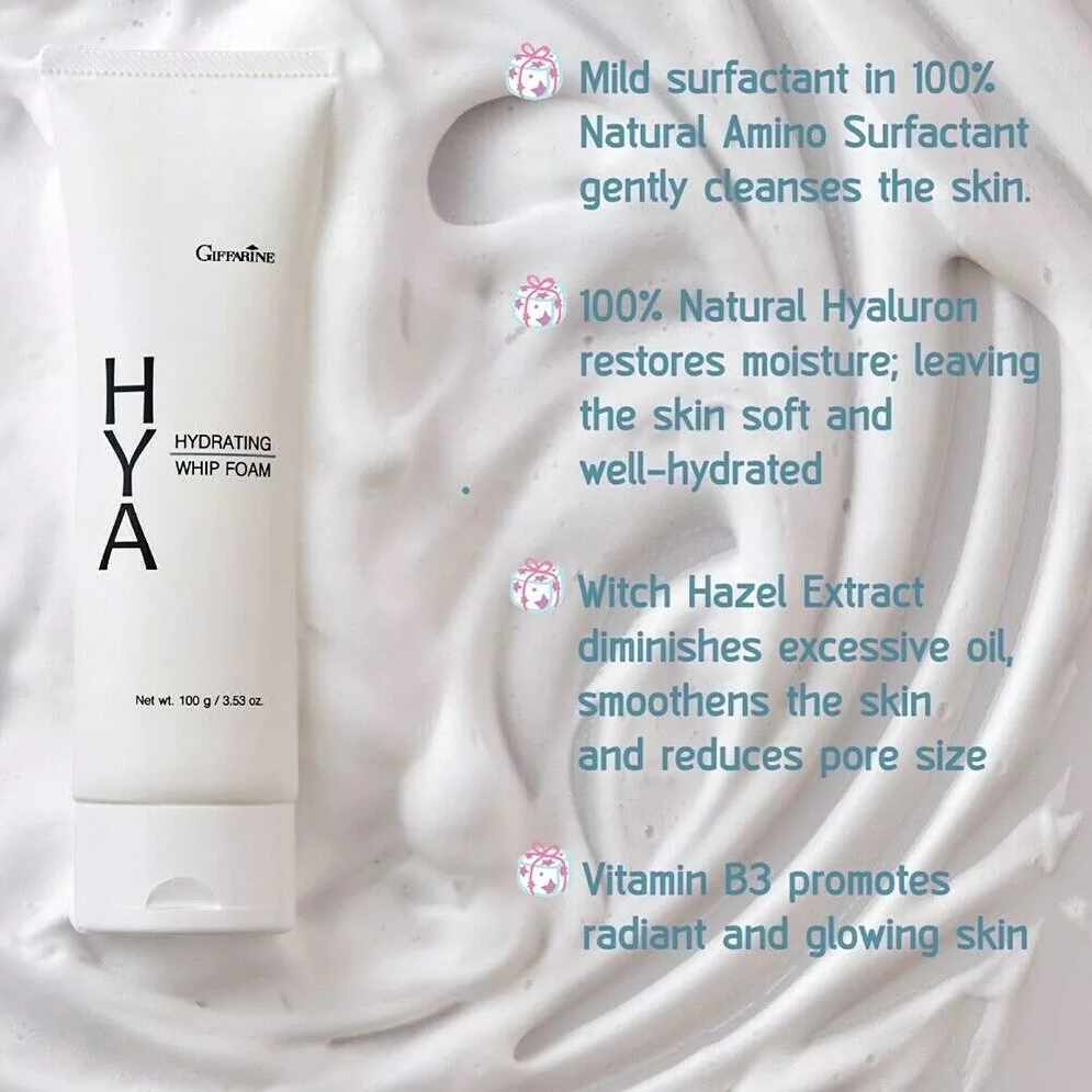 Giffarine Hiya Hydrating Whip Foam 100g - Gentle Moisturizing Facial Cleanser