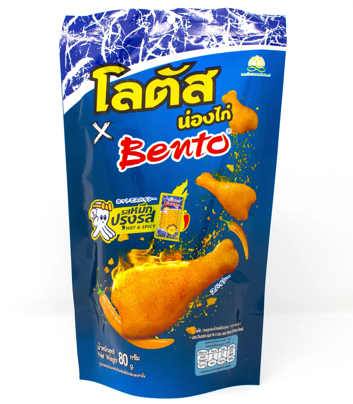 Lotus x Bento Chicken Leg Snacks with Spicy Squid Flavor - 80g (Pack of 3)