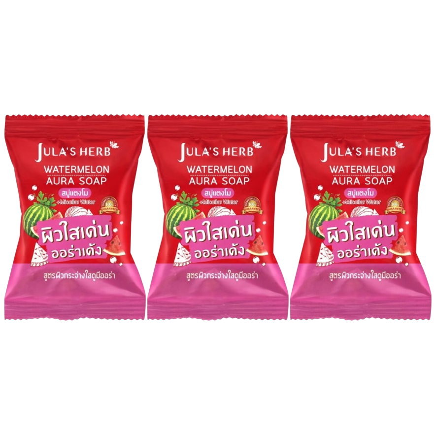 Jula's Herb Watermelon Aura Soap 70g – Pack of 3 for Bright, Hydrated Skin