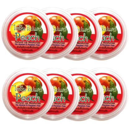iLene Peach Natural Lip Balm & Moisturizer - 10g (Pack of 8)