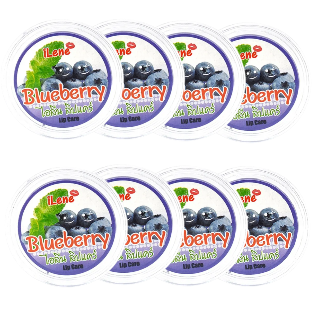 iLene Blueberry Natural Lip Balm Moisturizer - 10g (Pack of 8)