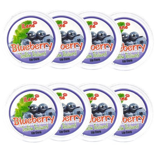 iLene Blueberry Natural Lip Balm Moisturizer - 10g (Pack of 8)