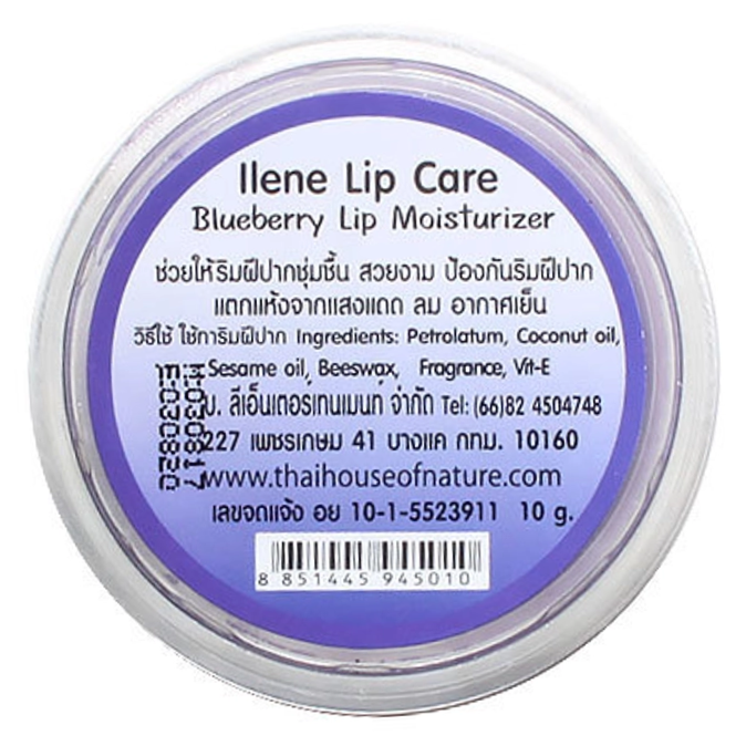 iLene Blueberry Natural Lip Balm Moisturizer - 10g (Pack of 8)