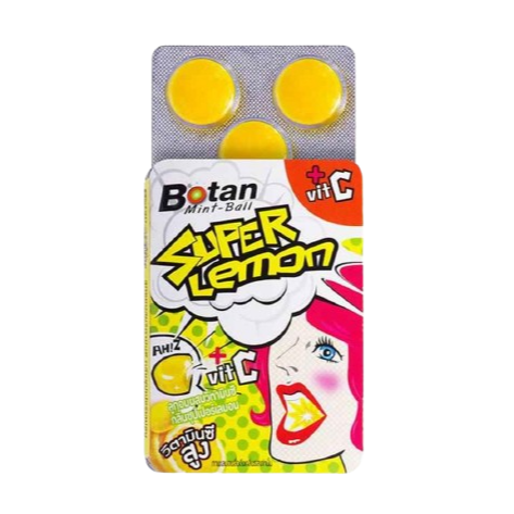Botan Vitamin C Candy - Super Lemon Flavor, 17.5g, Pack of 18