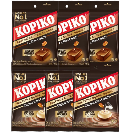 Kopiko Coffee & Cappuccino Candy Mix - 3 Packs of 9 Pieces (Total 27 candies)