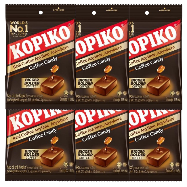 Kopiko Coffee Candy 31.5g - Pack of 12 Bags (6 Pieces Each)