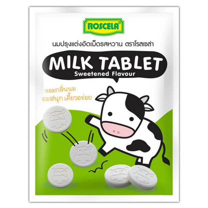 Rosela Sweetened Milk Tablets - 15g Pack of 12 - Made in Thailand