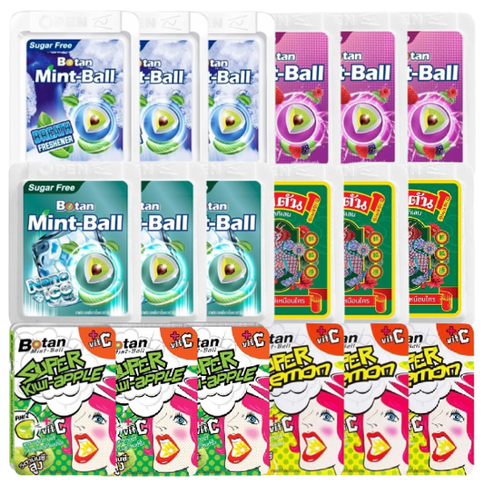 Botan Mint Ball Assortment Pack of 18 - Breath Fresheners & Lozenges