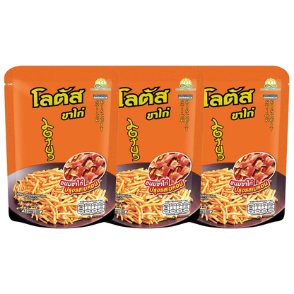 Lotus Chicken Leg Snacks - Bacon Flavor - 20g (Pack of 3) - Made in Thailand