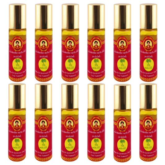 Somthawin Ang Ki Yellow Oil Roll-On (Turmeric, Peppermint, Camphor) – Rapid Relief for Dizziness & Faintness 4ml (Pack of 12)