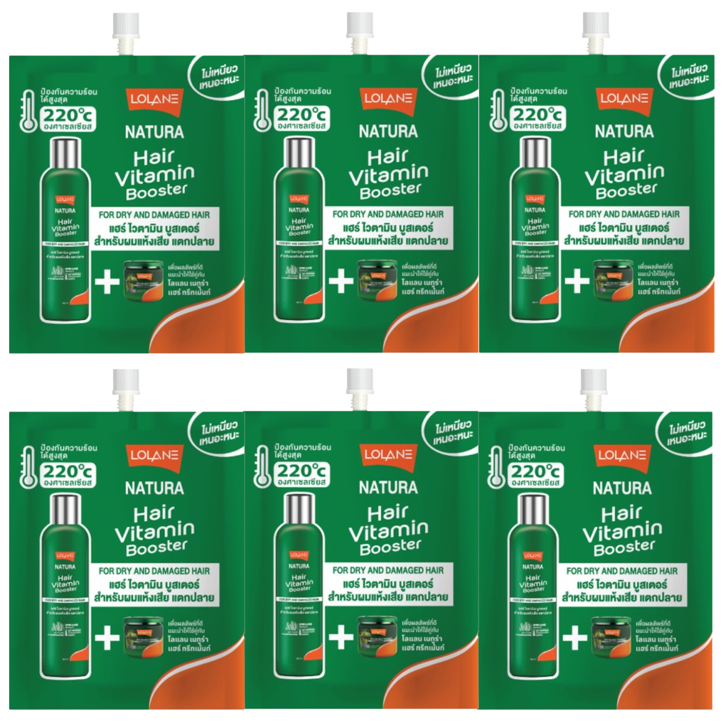Lolane Natura Hair Vitamin Booster for Dry & Damaged Hair – 20ml (Pack of 6)