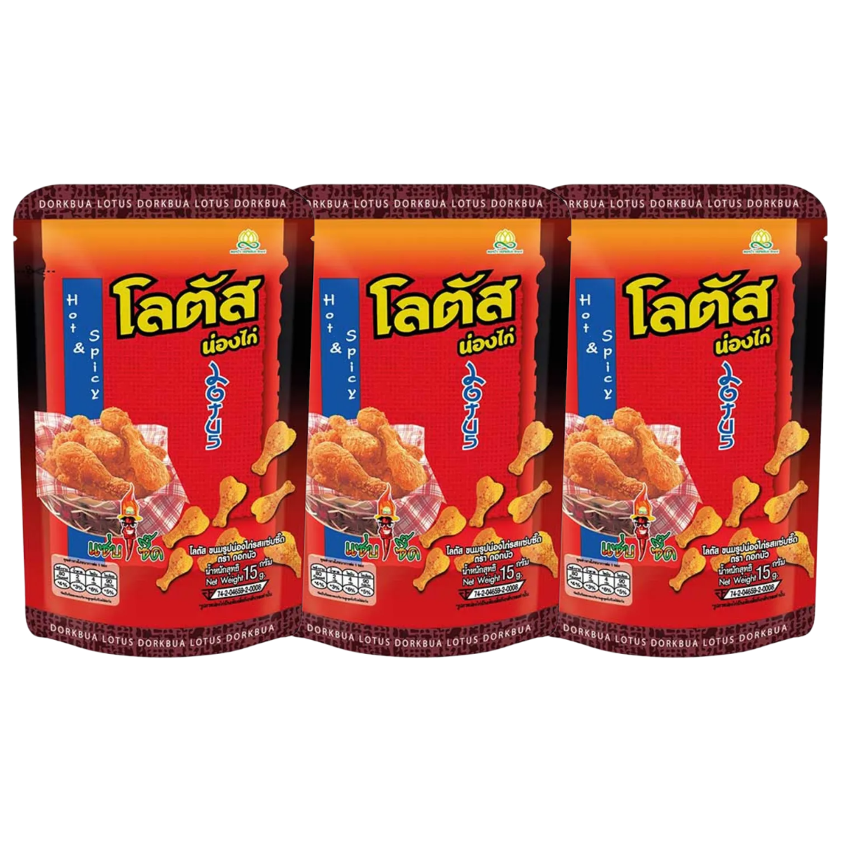 Lotus Chicken Leg Snacks - Spicy & Sour Flavor, 15g (Pack of 3) - Made in Vietnam