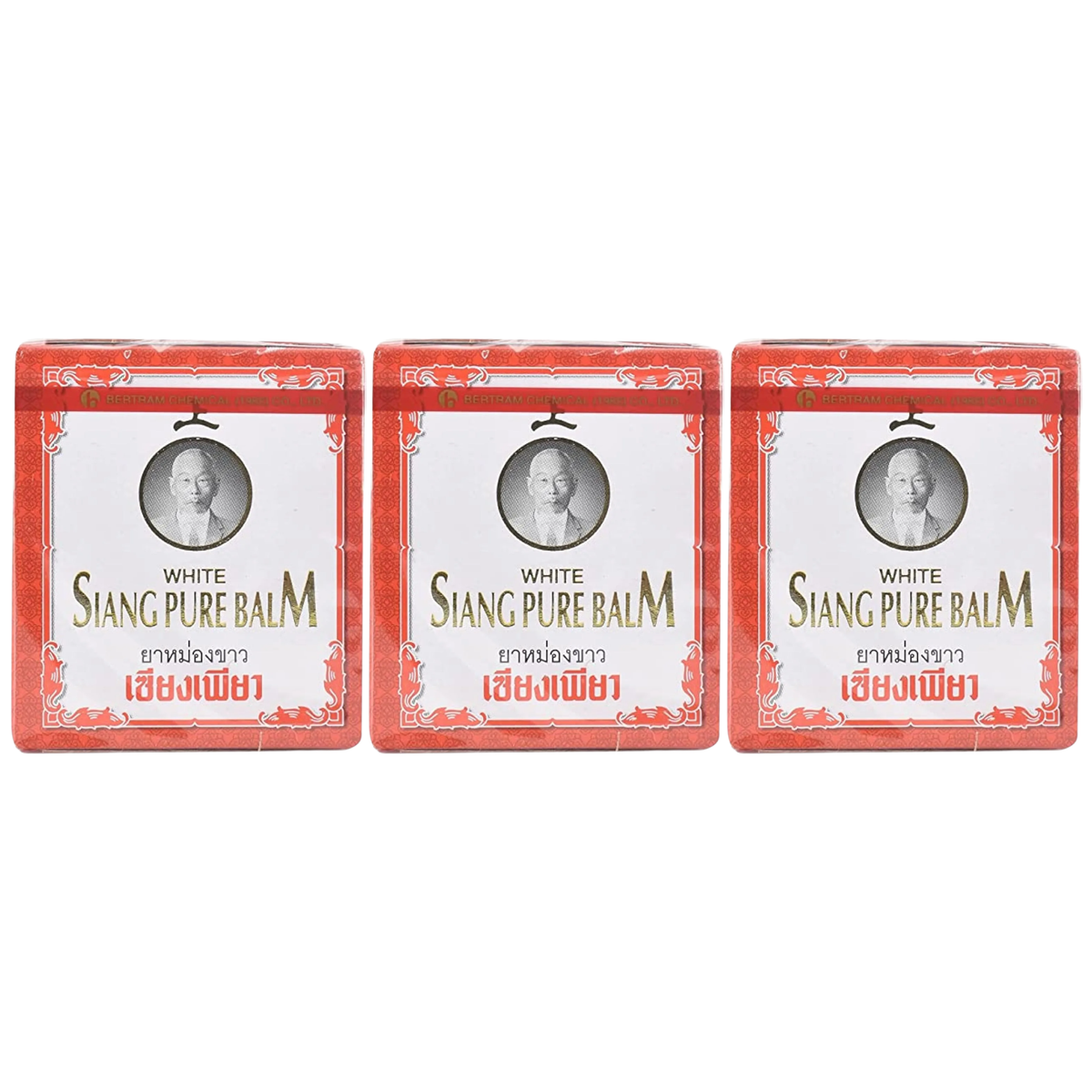 Siang Pure White Balm for Muscle Pain Relief & Massage - 12g (Pack of 3) - Made in Thailand