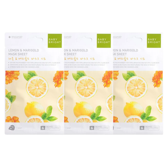 Baby Bright Lemon & Marigold Mask Sheet 20g - Pack of 3 for Radiant, Nourished Skin