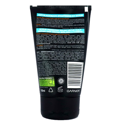 Garnier Men Oil Control Brightening Icy Scrub 100ml – Made in Indonesia
