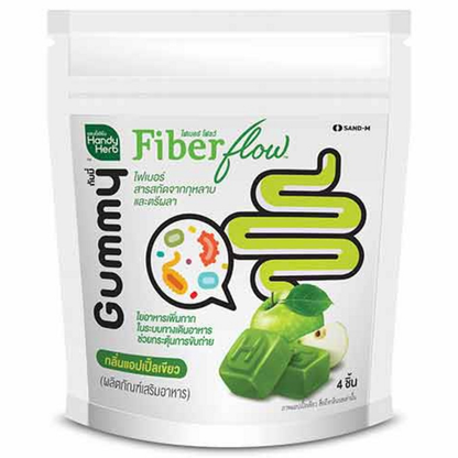 Handy Herb - Fiber flow Gummy Jelly, Fiber Rose extract and Triphala, Green Apple flavor (Box of 6 sachets, 4 pcs. per sachet)