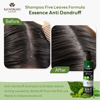 Khaokho Talaypu 5 Leaves Essence Anti-Dandruff Shampoo 240ml - Natural Relief for Flakes and Itching