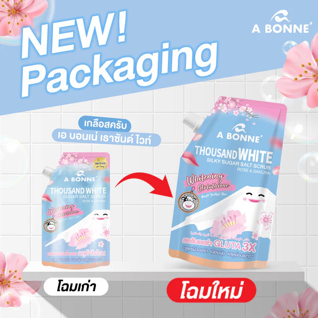 A Bonne' - Thousand White Silky Sugar Salt Scrub Rose & Sakura 350g.