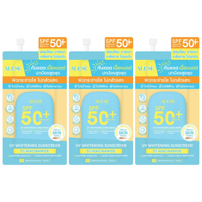 Alese - UV Whitening Sunscreen SPF 50+ PA++++ 7g. (Pack of 3)