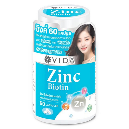 Vida Zinc Biotin 60 Capsules – Supports Hair Health & Overall Wellness